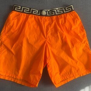 Mens Versace Orange and Black Swimwear Size 7